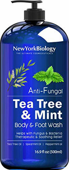 Picture of New York Biology Tea Tree Mint Body Wash for Men and Women - Moisturizing Body Wash Helps Fight Athletes Foot, Skin Irritation, Jock Itch, Toenail Fungus, Ringworms, Body Odor and Eczema - 16.9 Fl Oz
