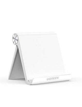 Picture of UGREEN Tablet Stand Holder Adjustable Compatible for iPad 10.2 2019, iPad Pro 11 Inch 2020, iPad 9.7 2018, iPad Mini 5 4 3 2, iPad Air, Nintendo Switch, iPhone 12 Pro Max 11 XS XR X 8 Plus 7 6 (White)