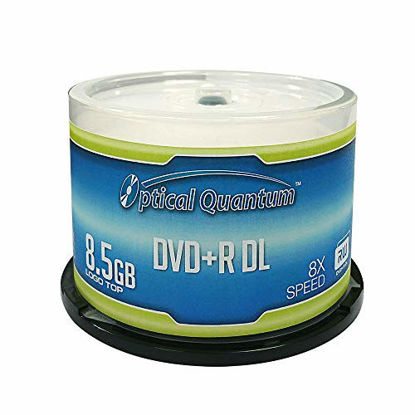 Picture of Optical Quantum OQDPRDL08LT 8X 8.5 GB DVD+R DL Double Layer Recordable Blank Media Logo Top, 50-Disc Spindle