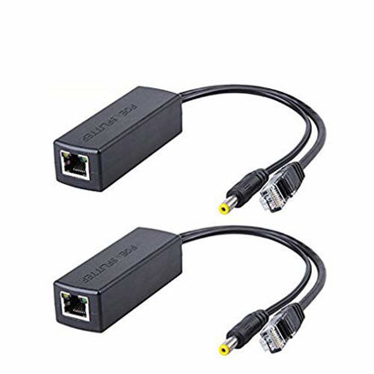 Picture of Active POE Splitter Adapter, 48V to 12V, IEEE 802.3af Compliant 10/100Mbps up to 100 Meters for Surveillance Camera, Wireless Access Point and VoIP Phone, 2-Pack