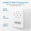 Picture of KMC 3-Outlet Wall Mount Surge Protector 900 Joules with 4.8 AMP USB Charging Ports, 4 USB Charging Ports and 1 Phone Holders for Home, School, Office, ETL Certified