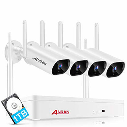 Picture of 2K,Expandable 8CH and Audio Recording Wireless Security Camera System,1TB Hard Drive,One-Way Audio,ANRAN 8Channel NVR 4Pcs 3MP Security Cameras Outdoor,IP66 Waterproof,Night Vision,Motion Alert