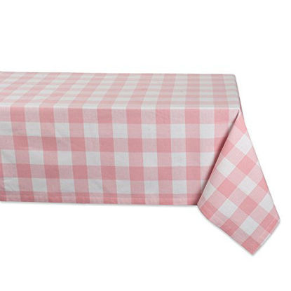 Picture of DII Buffalo Check Collection Classic Tabletop, Tablecloth, 52x52, Pink & White