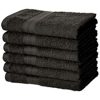 Picture of Amazon Basics Fade-Resistant Cotton Hand Towel - Pack of 6, Black
