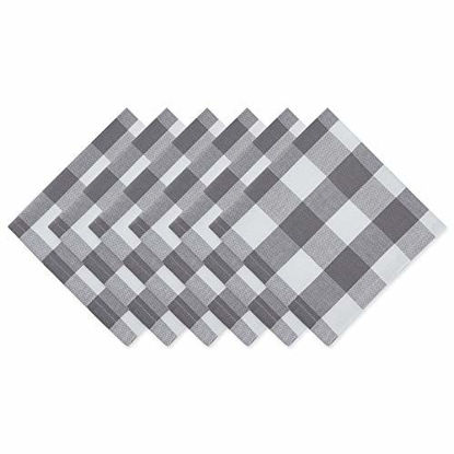 Picture of DII Buffalo Check Collection Classic Tabletop, Napkin Set, 20x20, Gray & White 6 Count