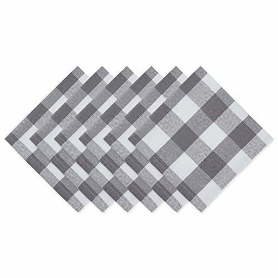 Picture of DII Buffalo Check Collection Classic Tabletop, Napkin Set, 20x20, Gray & White 6 Count