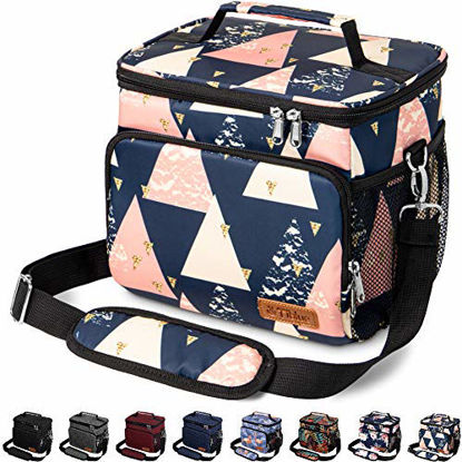 Picture of Insulated Lunch Bag for Women/Men - Reusable Lunch Box for Office Work School Picnic Beach - Leakproof Cooler Tote Bag Freezable Lunch Bag with Adjustable Shoulder Strap for Kids/Adult - Pyramid