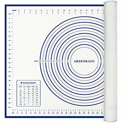 Picture of Large Silicone Pastry Mat Extra Thick Non Stick Baking Mat with Measurement Fondant Mat, Counter Mat, Dough Rolling Mat, Oven Liner, Pie Crust Mat (XL-20''(W)28''(L), Blue)