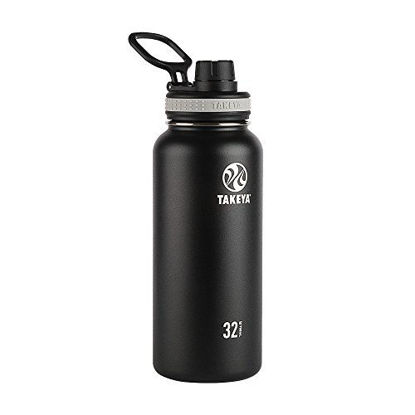 Picture of Takeya Black Originals Vacuum-Insulated Stainless-Steel Water Bottle, 32oz