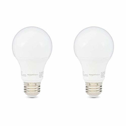 Picture of Amazon Basics 60W Equivalent, Soft White, Non-Dimmable, 10,000 Hour Lifetime, A19 LED Light Bulb | 2-Pack