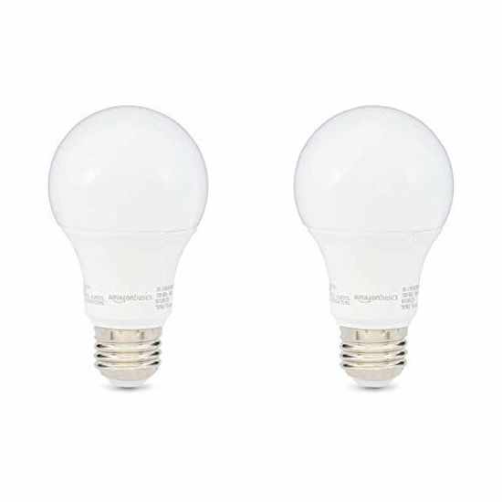 Picture of Amazon Basics 60W Equivalent, Soft White, Non-Dimmable, 10,000 Hour Lifetime, A19 LED Light Bulb | 2-Pack