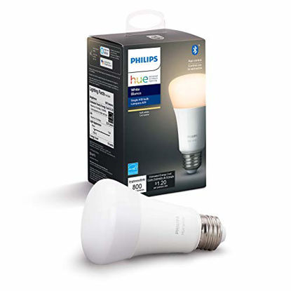 Picture of Philips Hue White A19 LED Smart Bulb, Bluetooth & Zigbee Compatible (Hue Hub Optional), Works with Alexa & Google Assistant - A Certified for Humans Device