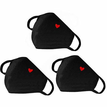 Picture of Fashion Cute Heart Face Protection with Adjustable Nose Bridge - Unisex Cotton Dustproof Mouth Protection - Washable Reusable Warm Windproof for Outdoor Activities