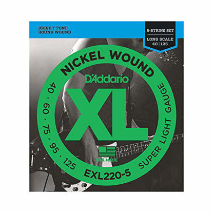 Picture of D'Addario EXL220-5 5-String Nickel Wound Bass Guitar Strings, Super Light, 40-125, Long Scale