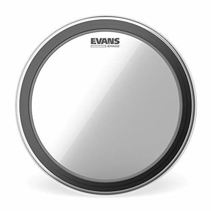 Picture of Evans EMAD2 Clear Bass Drum Head, 18 - Externally Mounted Adjustable Damping System Allows Player to Adjust Attack and Focus - 2 Foam Damping Rings for Sound Options - Versatile for All Music Genres