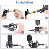 Picture of Etubby 47-53mm AT2020 Microphone Shock Mount with Double Mesh Pop Filter & Screw Adapter, Adjustable Anti Vibration High Isolation Metal Mic Mount Holder Clip for Diameter of 47-53mm Microphone