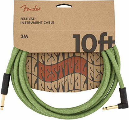 Picture of Fender Festival Hemp Instrument Cable - 10' Straight-Angle, Green