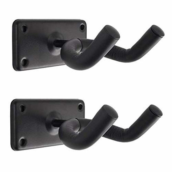 Black Guitar Wall Mount Hanger Hook Holder Stand 1 Pack Guitar Hangers Hooks for Acoustic Electric and Bass Guitars 
