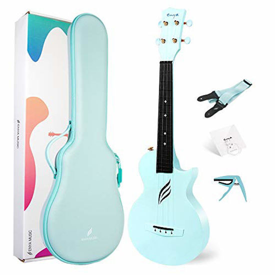 Picture of Enya Concert Ukulele Nova U 23 Carbon Fiber Travel Ukulele with Beginner Kit includes online lessons, case, strap, capo and strings (Blue)