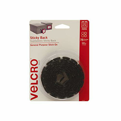 Picture of VELCRO Brand Dots with Adhesive Black | 75 Pk | 5/8" Small Circles | For Home, Office or Classroom Projects | Round Sticky Back Design