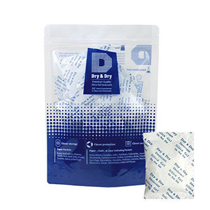 Picture of Dry & Dry 10 Gram [40 Packets] Premium Pure & Safe Silica Gel Packets Desiccant Dehumidifier Silica Gel Packs - Food Safe Rechargeable Silica Packets for Moisture Absorber Desiccant Packs