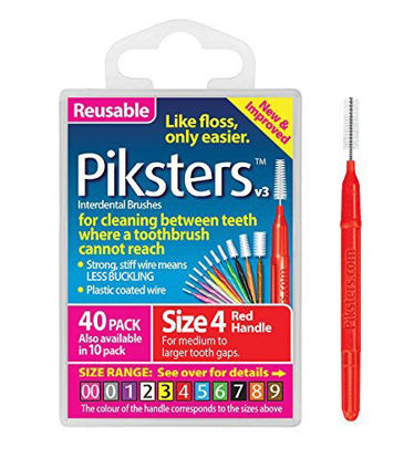 Picture of Piksters Interdental Brushes (40 Pack, Size 4 (Red))