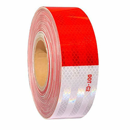 Picture of WAENLIR 2 inch x160Feet Reflective Tape DOT-C2 Waterproof Red and White Adhesive Safety Conspicuity reflector tape for trailer, Cars, Trucks, outdoor