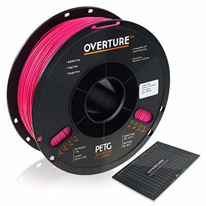 Picture of OVERTURE PETG Filament 1.75mm with 3D Build Surface 200 x 200 mm 3D Printer Consumables, 1kg Spool (2.2lbs), Dimensional Accuracy +/- 0.05 mm, Fit Most FDM Printer (Magenta)