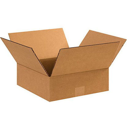 Picture of Partners Brand P12124 Flat Corrugated Boxes, 12"L x 12"W x 4"H, Kraft (Pack of 25)