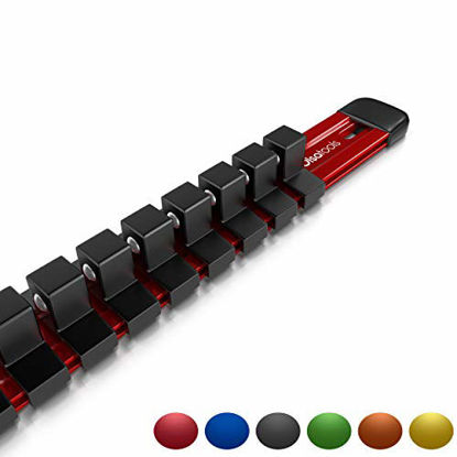 Picture of Olsa Tools 3/8-Inch Drive Aluminum Socket Organizer | Premium Quality Socket Holder (RED)