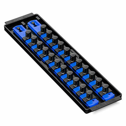 Picture of Ernst Manufacturing Socket Boss 2-Rail 1/2-Inch-Drive Socket Organizer, 13-Inch, Blue (8497)