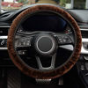 Picture of KAFEEK Elastic Long Microfiber Plush Steering Wheel Cover for Winter Warm , Universal 15 inch, Anti-Slip, Odorless, Brown