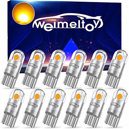 Picture of 194 LED Car Bulb Amber Yellow 3030 Chipset 2SMD T10 194 168 W5W LED Wedge Light Bulb 1.5W 12V License Plate Light Courtesy Step LightTrunk Lamp Clearance Lights (12pcs/pack)