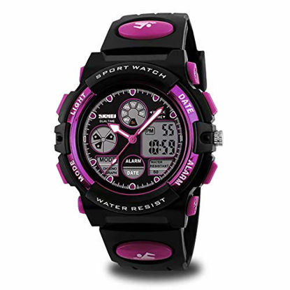 Picture of Girls Watch Age 10-12 for Gifts, Dark Purple Digital Sports Waterproof Watches for Kids Birthday Presents Gifts for 5-12 Year Old Boys Girls Children Young Teen Electronic Watches Alarm Stopwatch