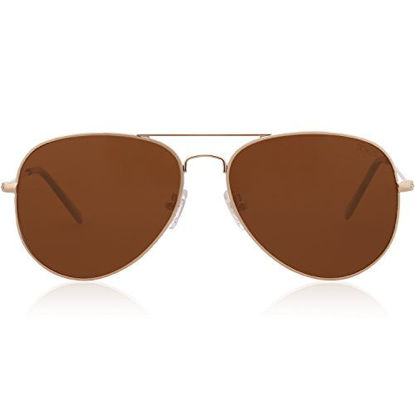 Picture of SOJOS Classic Aviator Polarized Sunglasses for Men Women Vintage Retro Style SJ1054 with Gold Frame/Brown Lens