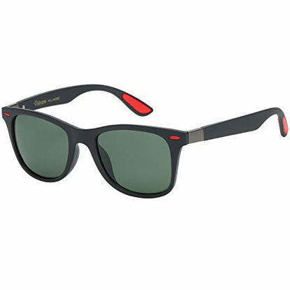 Picture of Polarspex Polarized 80's Retro Classic Trendy Stylish Sunglasses for Men Women (Racing Black | Polarized Olive, 52)