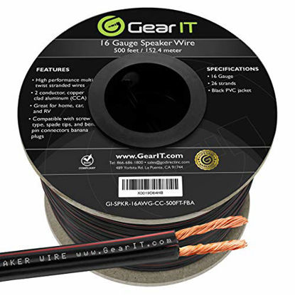 Picture of 16AWG Speaker Wire, GearIT Pro Series 16 Gauge Speaker Wire Cable (500 Feet / 152.4 Meters) Great Use for Home Theater Speakers and Car Speakers, Black