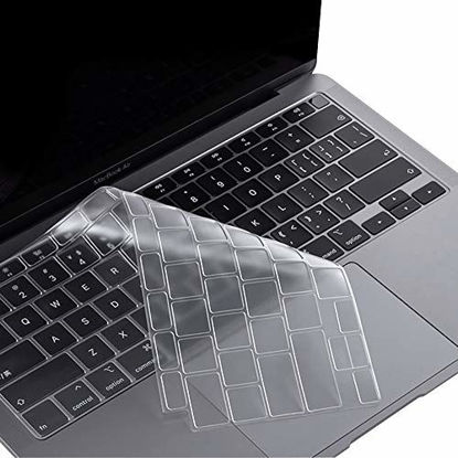 Picture of ProElife Ultra Thin TPU Keyboard Cover Skin for Newest MacBook Air 13'' 2020 Version (Model A2337 Apple M1 Chip and A2179) with Touch ID U.S Layout Keyboard Accessories Protector (Transparent)