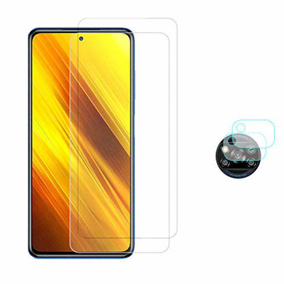 Picture of Screen Protector Tempered Glass For Xiaomi Poco X3 NFC,Camera Lens Protector Film For Xiaomi Poco X3,[2 Screen Protector+2 Camera Protector ] Set