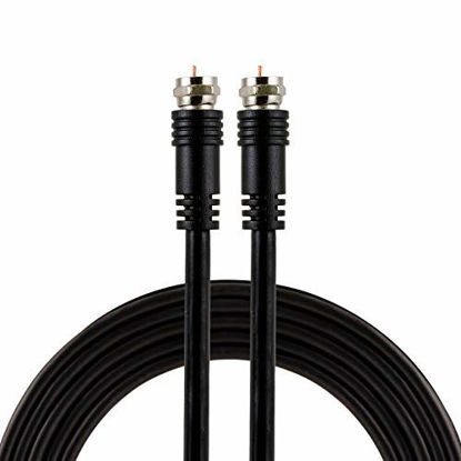 Picture of GE RG6 Coaxial Cable, 50 ft. F-Type Connectors, Double Shielded Coax, Input Output, Low Loss Coax, Ideal for TV Antenna, DVR, VCR, Satellite Receiver, Cable Box, Home Theater, Black, 33600