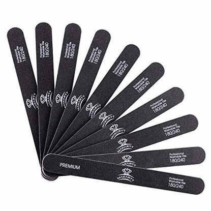 Picture of MAKARTT Nail Files 180 240 Grit for Poly Nail Extension Gel Acrylic Nails Files Double Sided Black Washable 10 Nail File Set Manicure Tools F-01