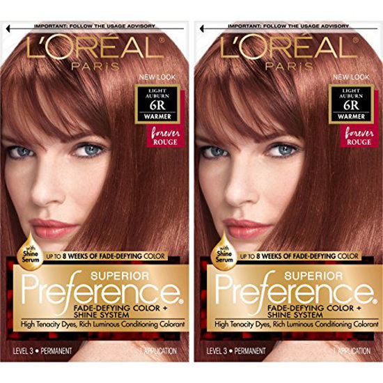 GetUSCart- L'Oreal Paris Superior Preference Fade-Defying + Shine Permanent Hair Color, 6R Light Auburn, Pack of 2, Hair Dye GetUSCart- L'Oreal Paris Superior Preference Fade-Defying + Shine Permanent Hair Color, 6R Light Auburn, Pack of 2, Hair Dye