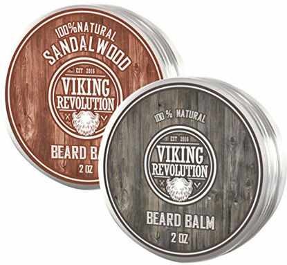 Picture of Viking Revolution Beard Balm - All Natural Grooming Treatment with Argan Oil & Mango Butter - Strengthens & Softens Beards & Mustaches - Leave in Conditioner Wax for Men (Citrus and Sandalwood Scents, Pack of 2)