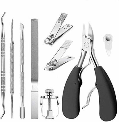 Picture of JTIEO Ingrown Toenail Tool (9PCS) Ingrown Toenail Treatment Pedicure Tools Toenail Clippers Professional Tool Set for Ingrown & Thick Nail Stainless Steel Ingrown Toenail Tool