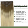 Picture of GOO GOO Human Hair Extensions Clip in Ombre Ash Brown to Platinum Blonde 120g 7pcs 18 Inch Straight Real Clip in Hair Extensions Thick Hair Weft Natural Remy Hair Extensions for Women