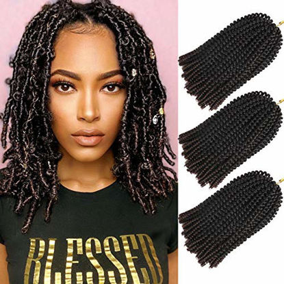 Picture of 10 Inch Spring Twist Crochet Braids Hair for Butterfly Locs Bomb Twist Crochet Hair Beyond Beauty Ombre Colors Synthetic Fluffy Hair Extension 3 Packs 30 Strands 135g/Pack(10 Inch, T1B 33)