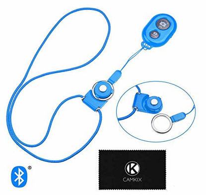 Picture of CamKix Camera Shutter Remote Control with Bluetooth Wireless Technology - Blue - Lanyard with Detachable Ring Mount - Capture Pictures/Video Wirelessly at 30 ft Compatible with iPhone/Android