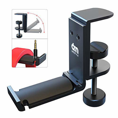 Picture of 6amLifestyle [2021 Newest Version] Foldable Headphone Stand Hanger Under Desk Clamp with Cable Organizer Save Space Metal Headphone Headset Holder for Universal Headphones PS4 PC Headsets, 6A-1203BK