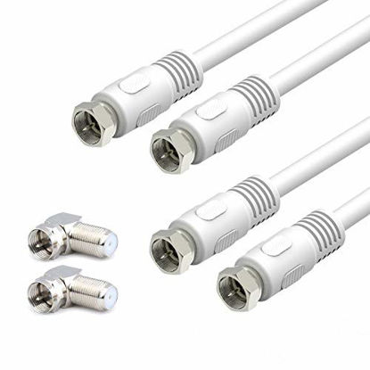 Picture of Short Coaxial Cable, 2-Pack 1ft Coaxial Cable, RG6 Cable 0.3m with Right Angle Connectors, White 75 Ohm Shield Digital Coax Cables with F-Male Connectors, Ideal for TV Antenna DVR Satellite