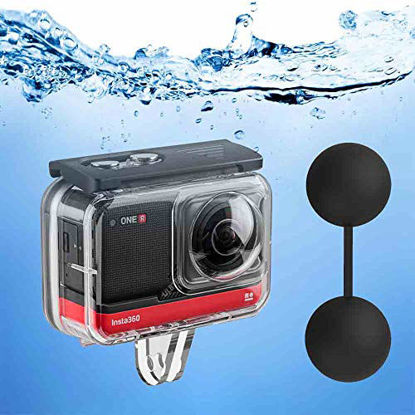 Picture of Dive Case for Insta360 ONE R 360 Degree Action Camera, TELESIN Waterproof Housing Underwater Diving Shell 45M/148FT with Thumbscrew Accessory -12 PCS Anti-Fog Insert Kits